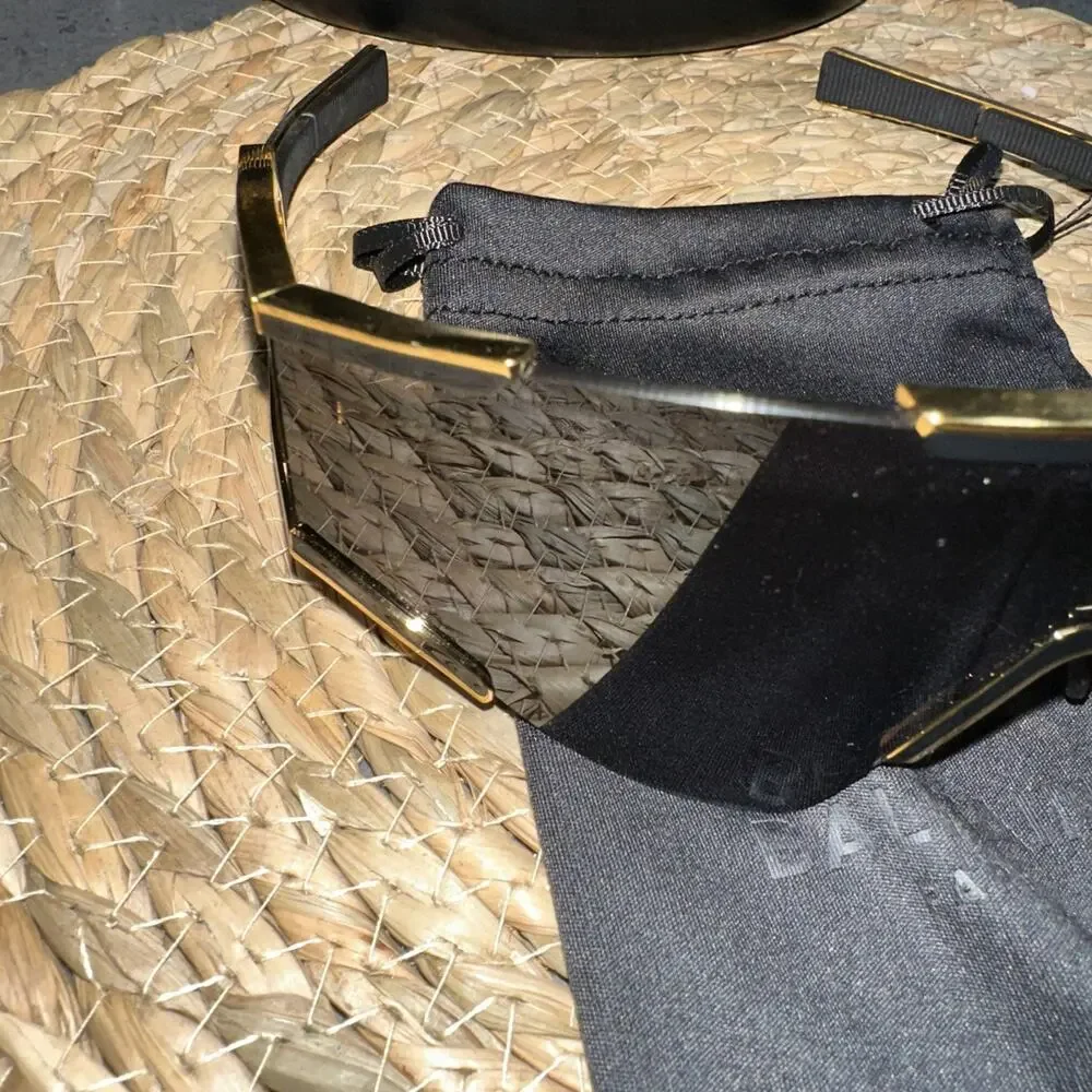 Balmain Unisex Fleche Sunglasses Gold Black ABPS138 New